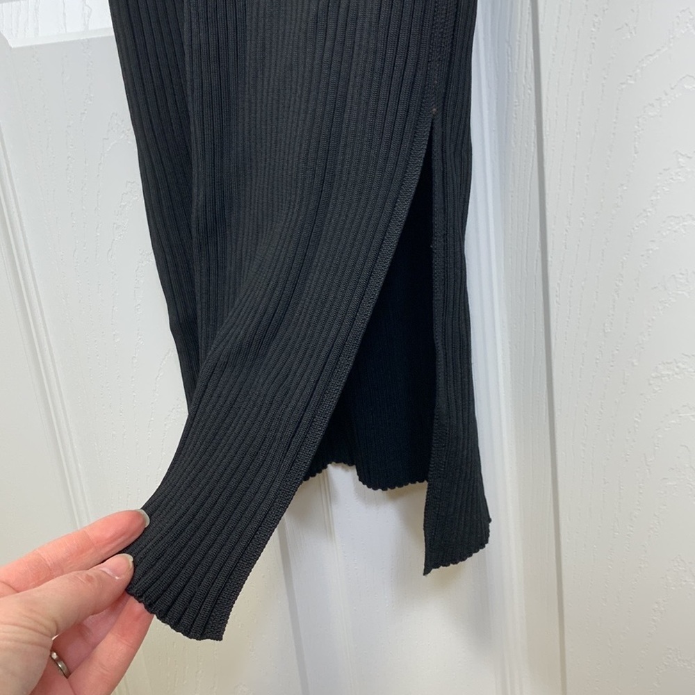 NWOT Good American black ribbed knit turtleneck midi dress sz 3/4 - Picture 11 of 11